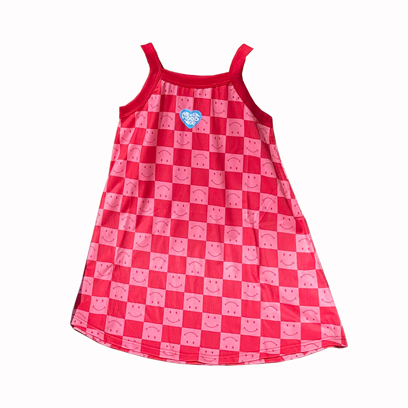 Summer 2024 Girls cute plaid suspender skirt small and medium children floral casual home dress baby Beach Skirt