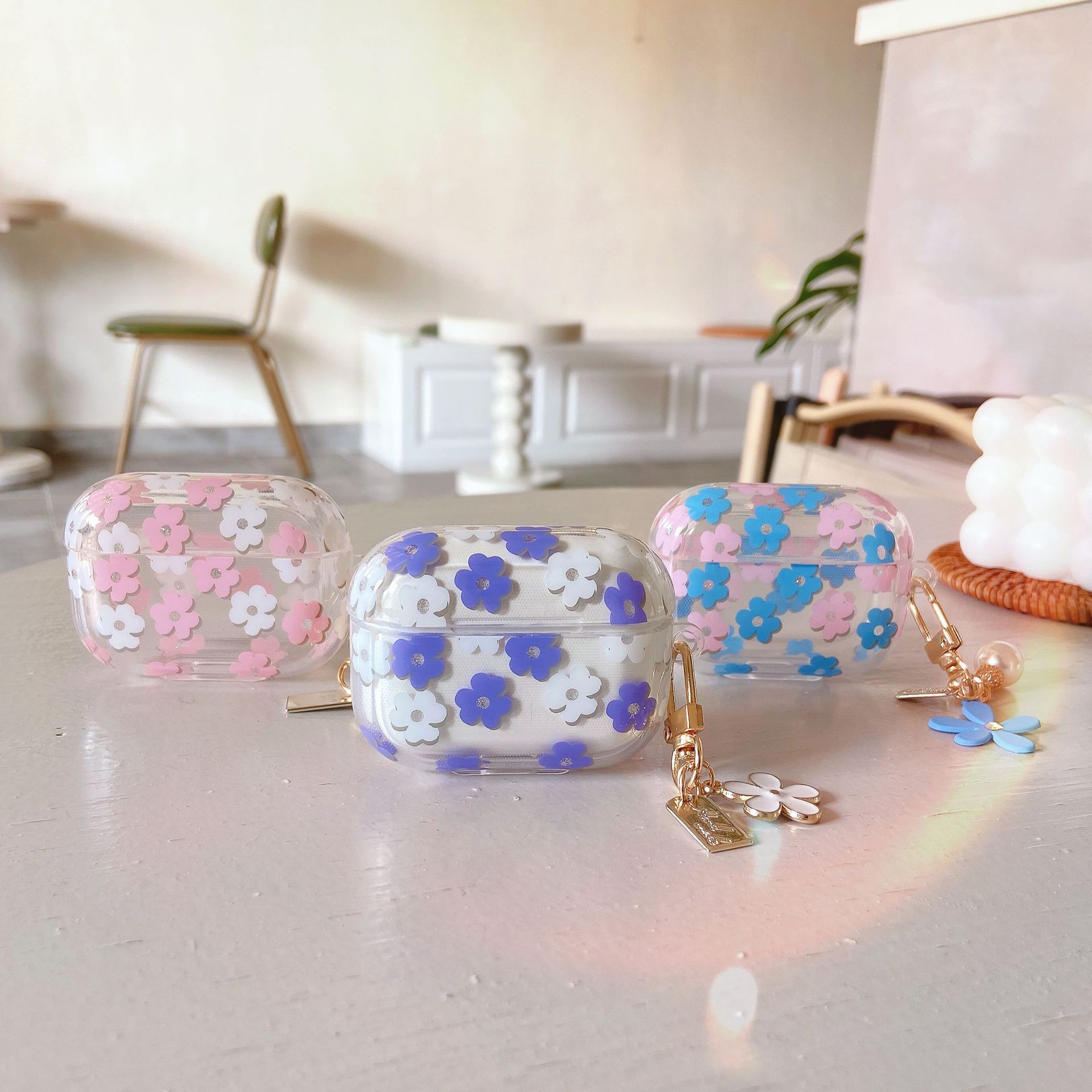 Внешняя торговля прозрачный блесок цветок подходит для airpods pro защитный чехол 4 мягкие новые яблоки 2 поколения стоя наушники