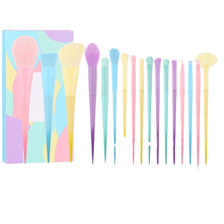 Cross-border popular candy color makeup brush rainbow color 17 macarons color color makeup brush full set in stock