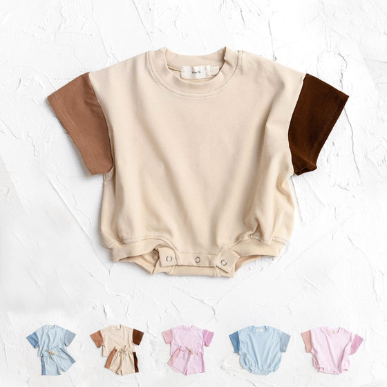 Korean-style Newborn Bodice 2023 New Baby Climbing Suit Baby Triangle Bag Fat Clothes Short-sleeved Summer Clothes