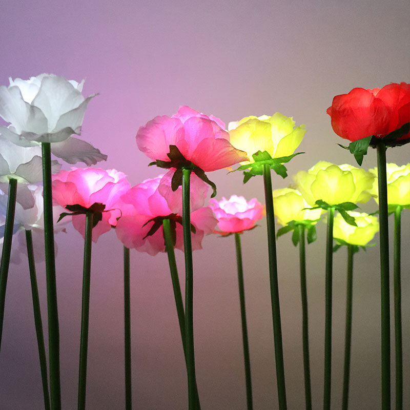 Factory supply led Rose floor light outdoor simulation rose sea Christmas decoration light garden light