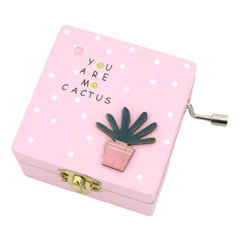 Cartoon girl music box hand wooden music box student gift creative gift birthday gift wholesale