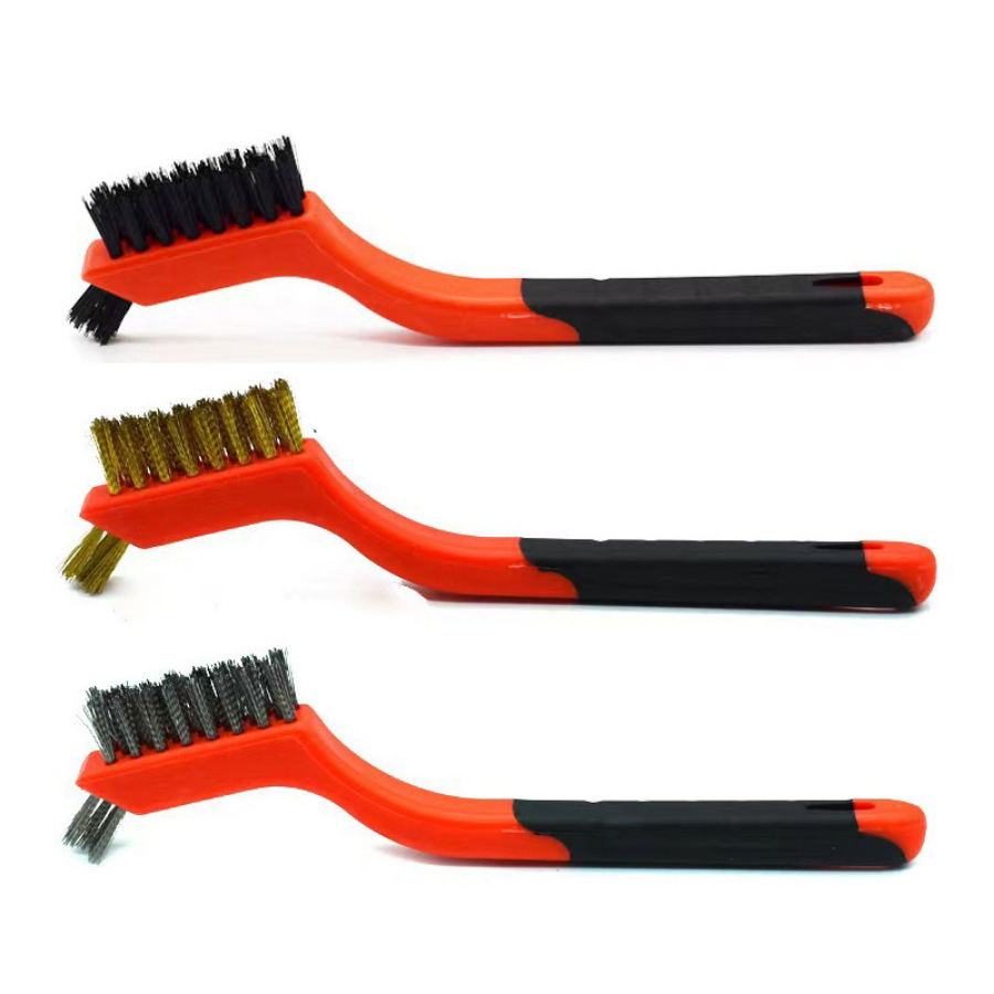 Double-headed three-piece set wire brush stainless steel wire brush copper wire brush gap Wenwan cleaning derusting nylon wire brush