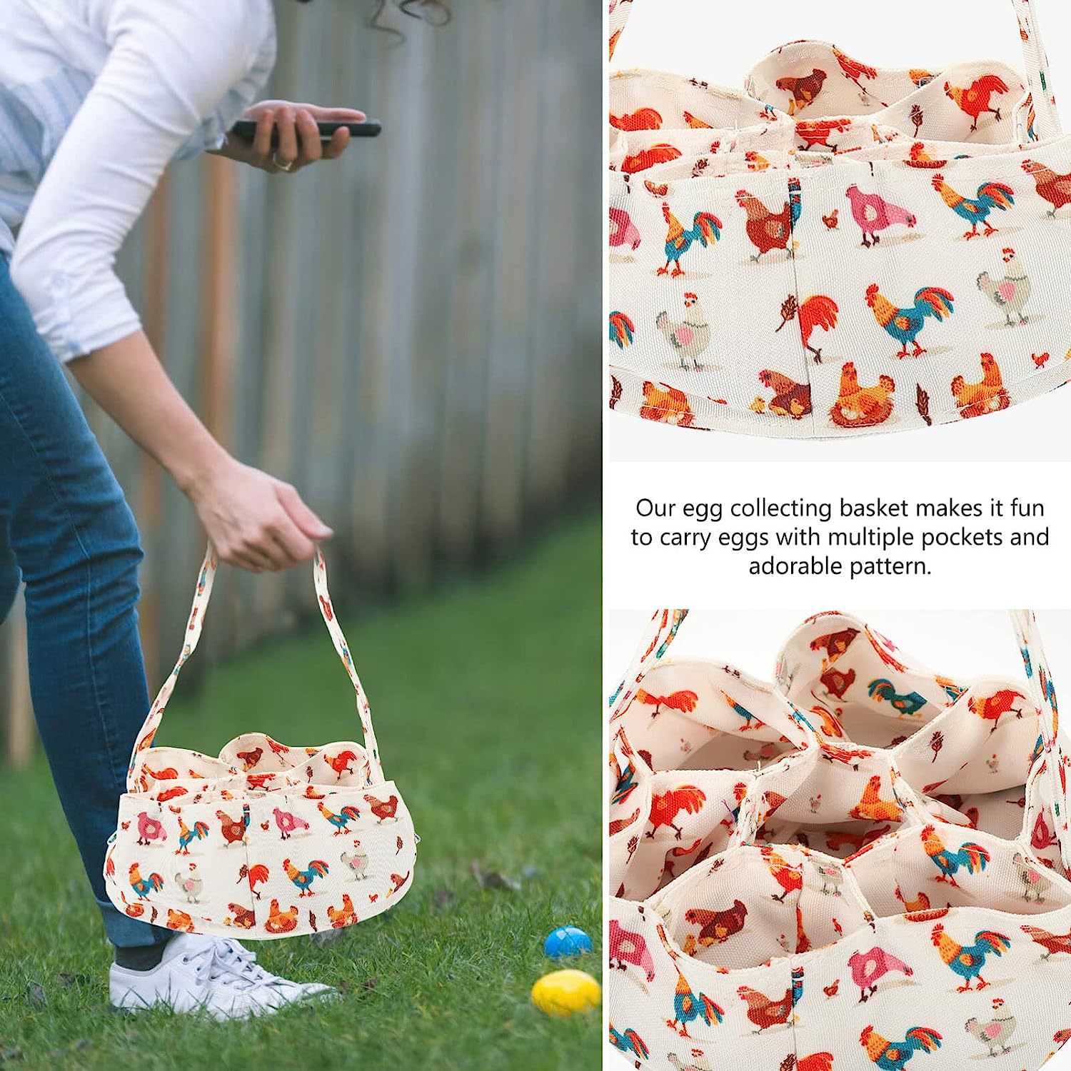 Spot Egg Collection Basket Egg Collection Basket 7 Bags Oxford Egg Storage Bag Duck Egg Container Farm House Egg Basket
