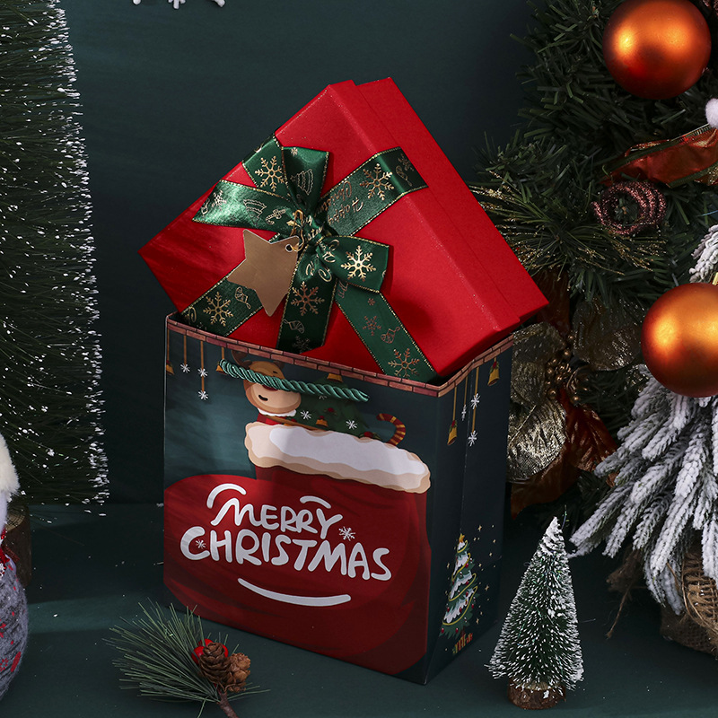Explosions Christmas Bow Gift Box Red Heaven and Earth Cover Gift Box Large Christmas Eve Candy Apple Scarf Gift Box