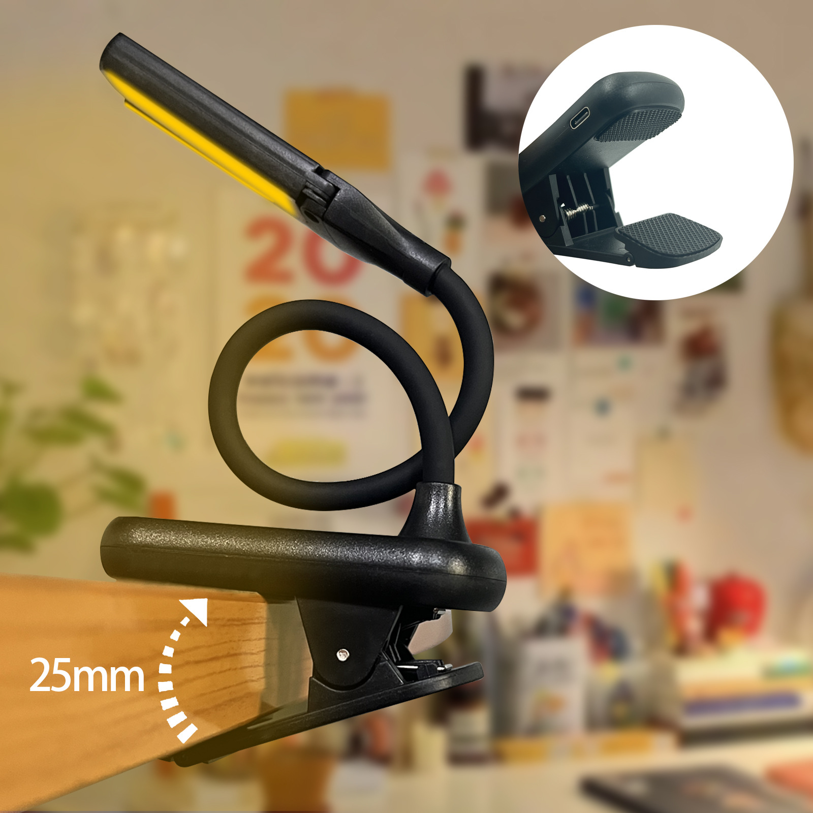 Creative double-head charging small book lamp three-button touch music score lamp eye protection clip book lamp reading lamp spot