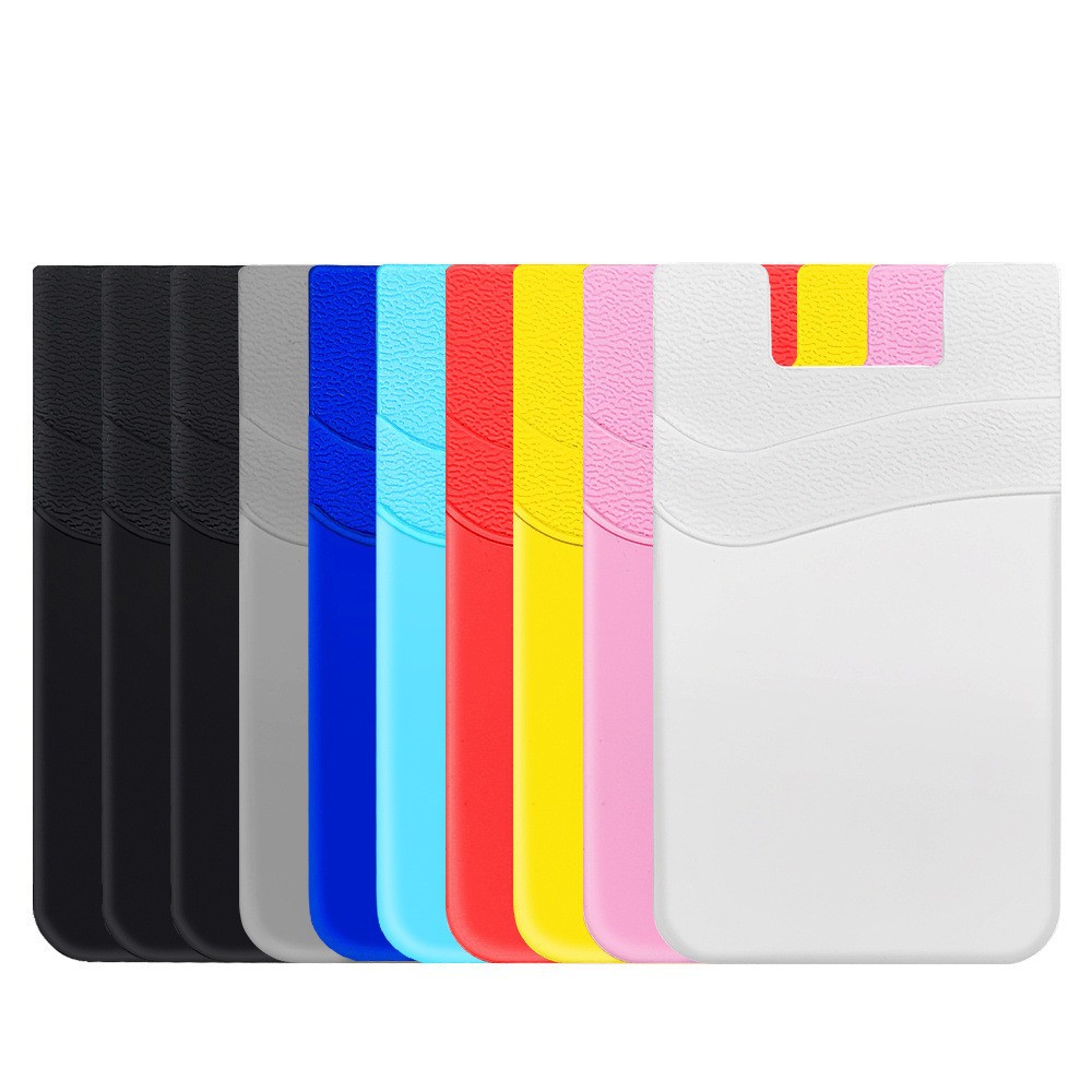 Double Layer Silicone Card Cover Sticker Mobile Phone Silicone Card Bag Back Adhesive Back Sticker Mobile Phone Card Cover Screen Printing UV Color Printing LOGO
