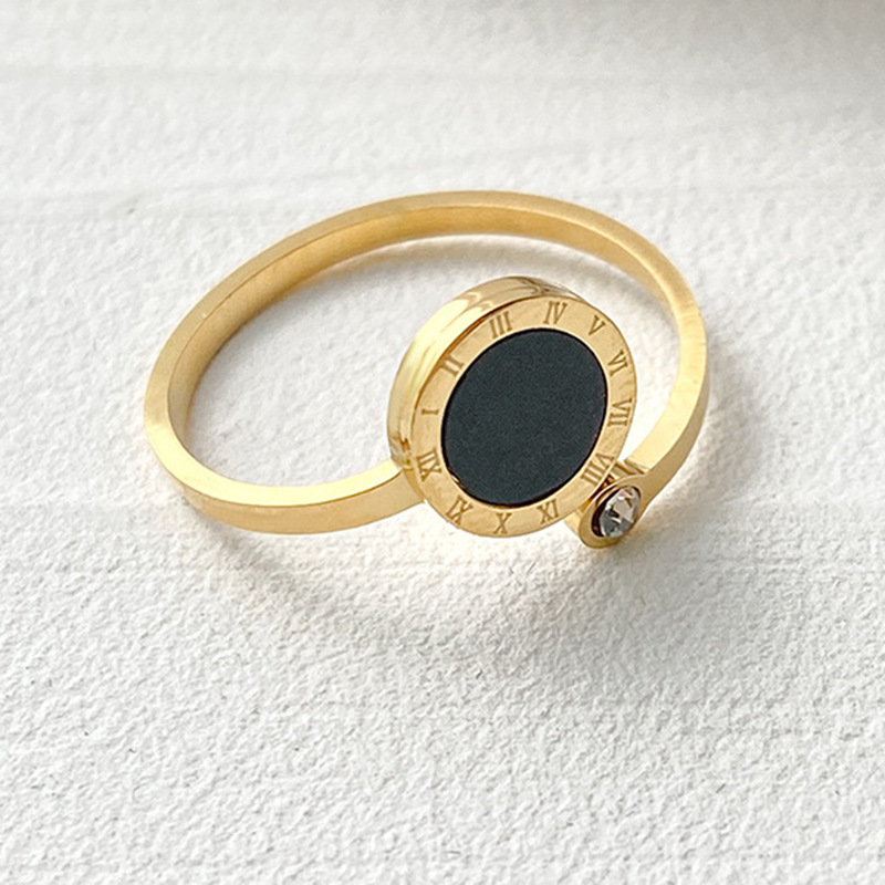 Canding European and American Roman numeral stainless steel ring opening oil drop tail ring index finger ring titanium steel ring wholesale