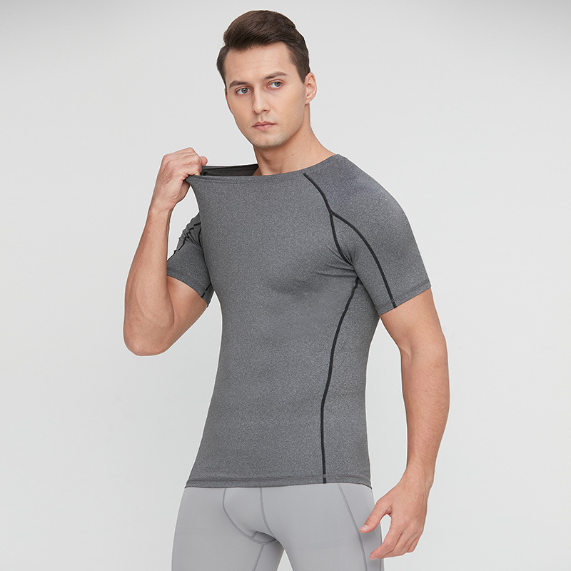 Men's PRO Tight Short-sleeved Amazon Sports Running Training Clothes Basketball Fitness Clothes Quick-drying Short-sleeved T-shirt