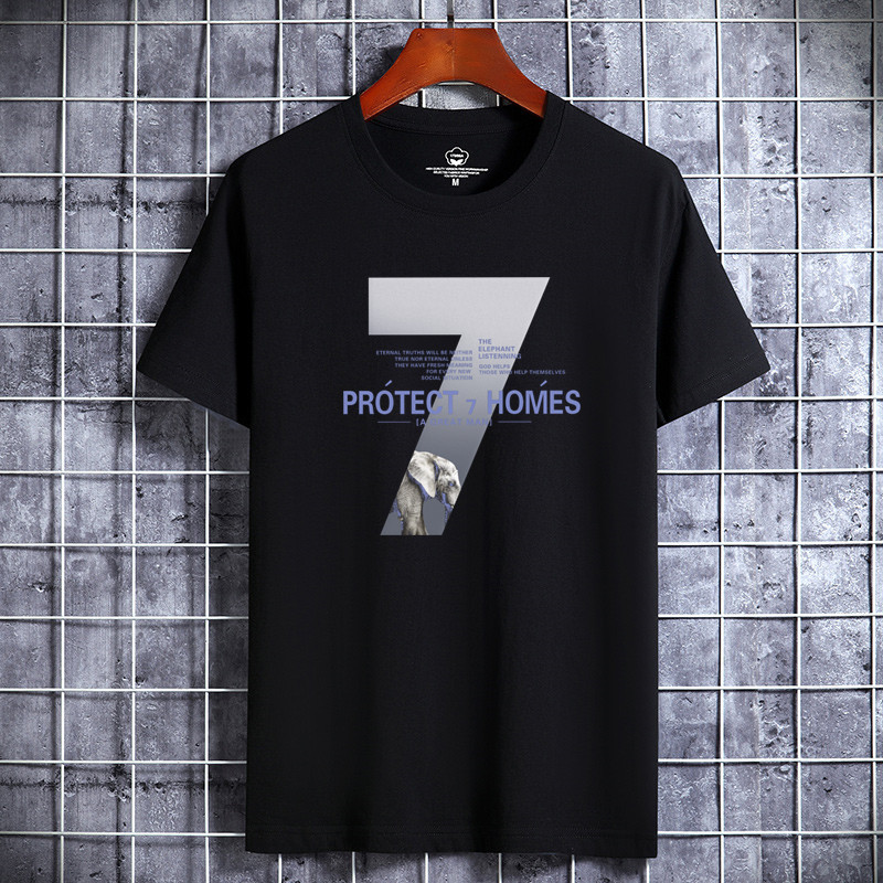 Short-sleeved T-shirt Men's Summer New Round Neck Cotton Trendy Large Size Men's Hong Kong-style Student Top Base Half-sleeved Hair