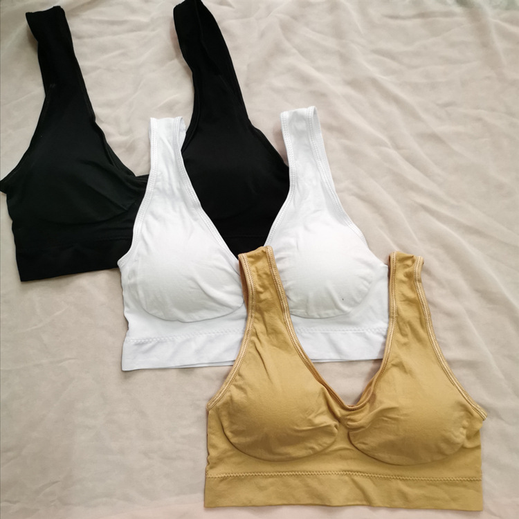 genie bra three-piece padded double-layer zero-binding seamless underwear girl sports bra rims-free vest