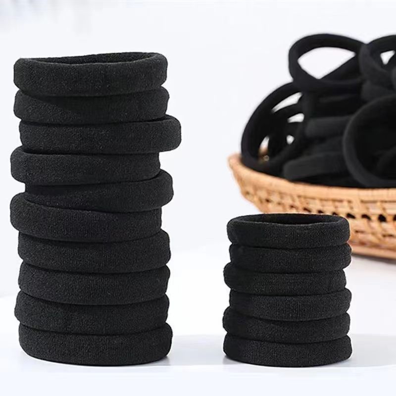 Black high elastic hair rope towel hair band Amazon 4CM seamless hair rope Korean style rubber band hair accessories for women Wholesale