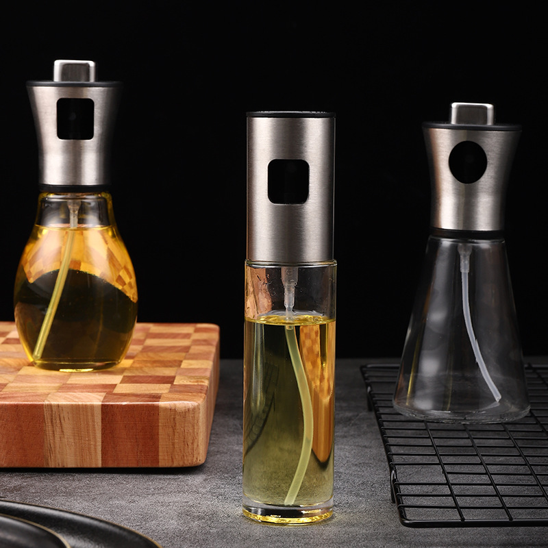304 stainless steel glass oil spray bottle barbecue cooking oil control Pot Kitchen pneumatic spray bottle oil spray pot