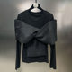 Fashion Net red niche style 2024 spring new round neck long sleeve personality cross bow solid color T-shirt for women