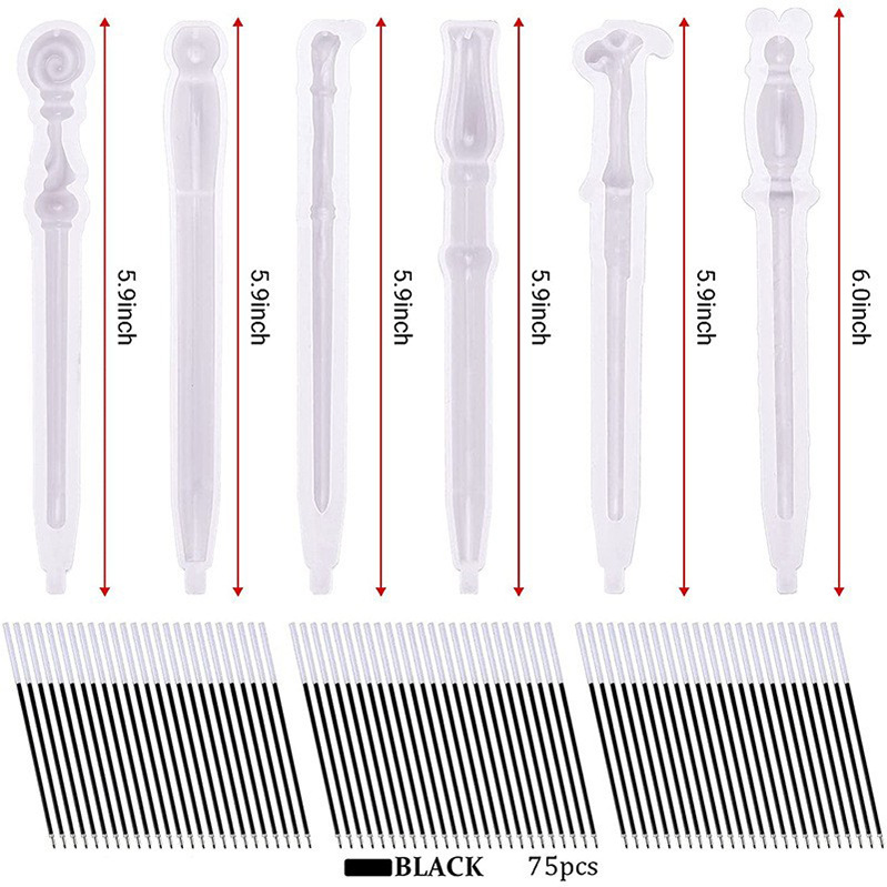 环氧树脂diy水晶多款魔法笔家庭用具学生作业笔圆柱笔头硅胶模具