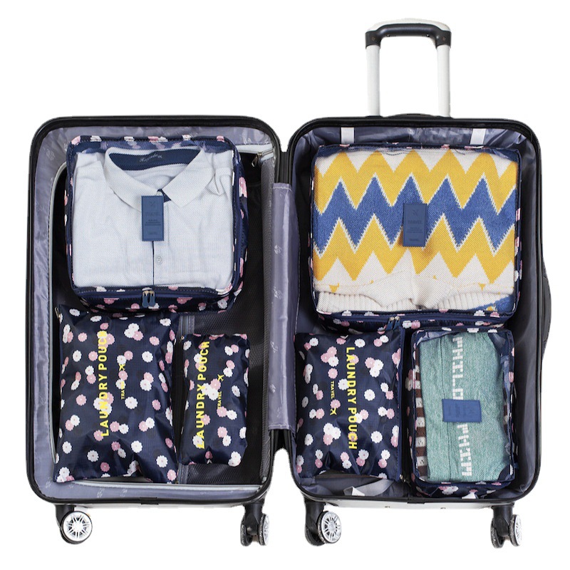 Travel storage bag 6-Piece Luggage bag set travel clothing storage finishing bag flower cloth series storage six-piece set