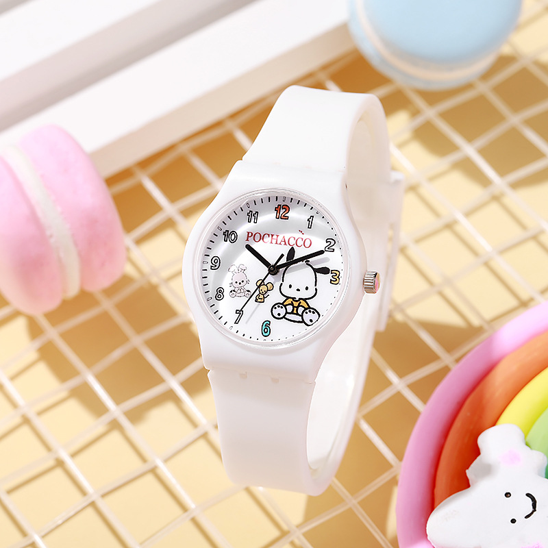White Parchia Dog Children's Watch Wholesale Primary and Secondary School Students' Watch Quartz Watch Girls Sanrio Silicone Watch