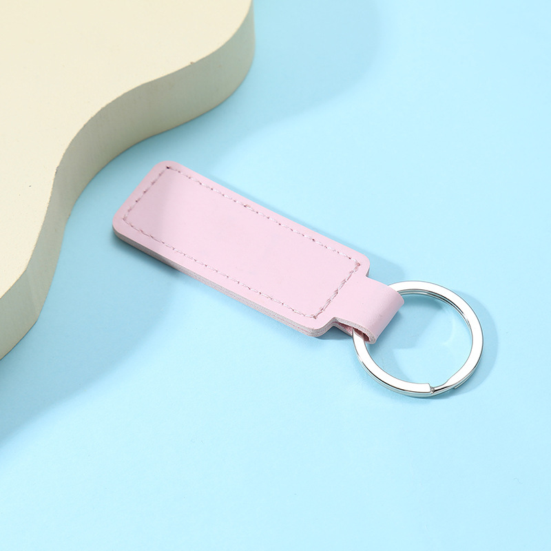 Creative PU leather key chain simple business small gift metal pendant car key chain logo accessories