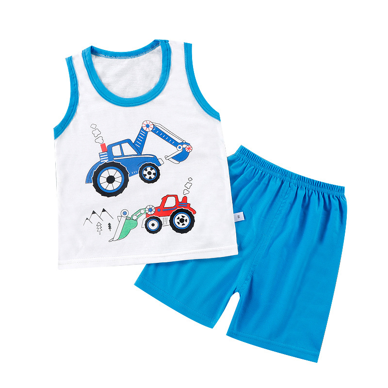 2022 New Children's Vest Summer Set Boys and Girls Shorts Sleeveless Top Baby Pajamas Korean Children's Clothing