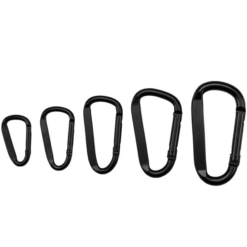 in stock No. 45678 D-type flat electrophoresis all black mountaineering buckle aluminum alloy mountaineering buckle backpack quick hook hook buckle