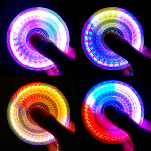 Fingertip gyro stall square children adult decompression toy luminous belt light night fluorescent edc three-leaf rotation