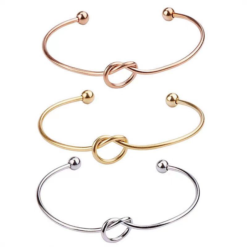 European and American simple open knotted love bracelet South Korea jewelry fashion women's bracelet C- type adjustable non-color changing