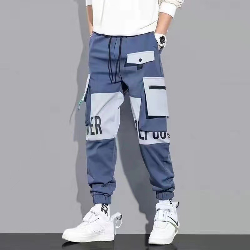 Junior High School Students Summer Pants Men's Trendy Leg Leg Casual Pants Teenagers Loose Overalls Boy's Motor Function