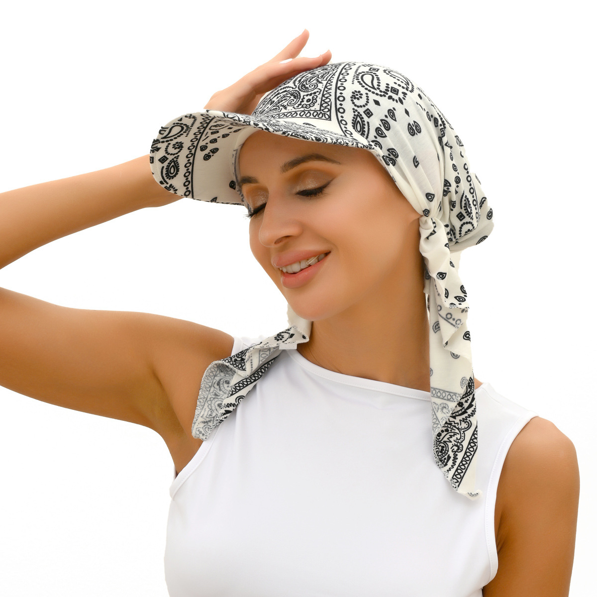 European and American fashion new spring and summer all-match bag turban flower cloth curved hat cross-border strap turban hat
