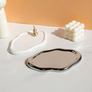 Simple Ceramic Dinner Plate Decorative Plate Creative Cloud Tray Kitchen Living Room Household Jewelry Storage Plate Cloud Tray