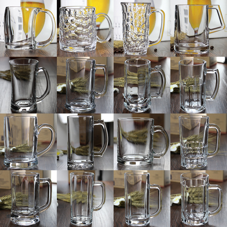 Household juice drink cup with handle glass beer cup transparent beer cup bar drinking cup tea cup free shipping