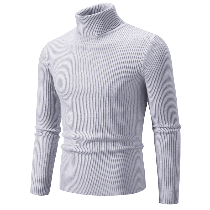 Men's knitted bottoming shirt 2023 autumn and winter new cross-border Amazon youth solid color simple slim casual sweater
