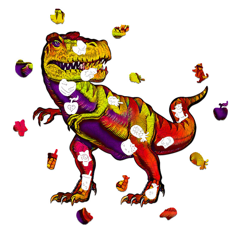 異形木質パズルライオンフクロウ狼覇王龍動物クロスボーダー不規則パズル子供積み木玩具|undefined