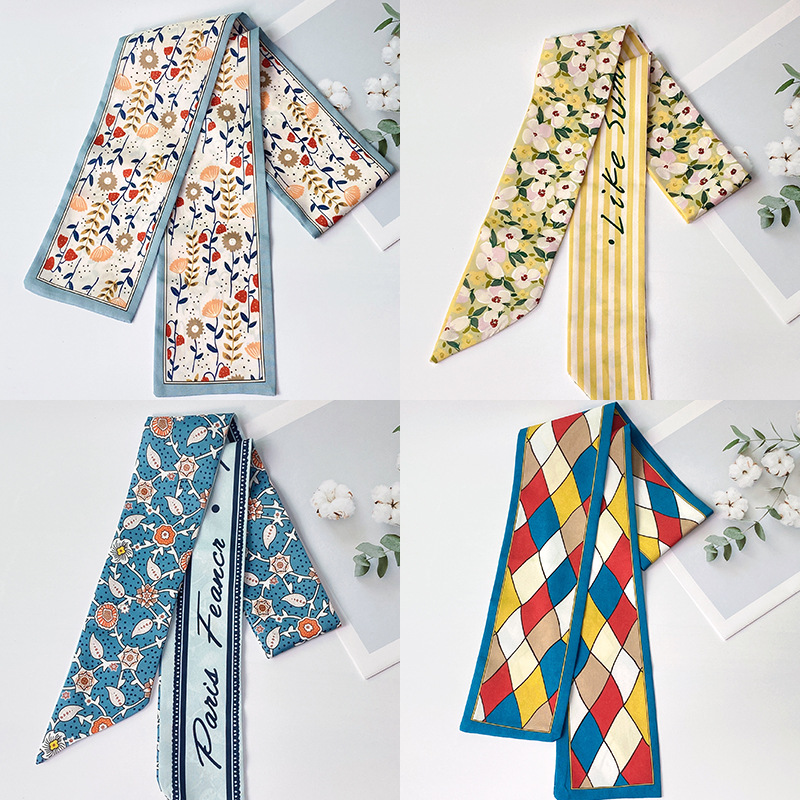 New Style Bow Hair Band Girl's Silk Scarf Antique Women's Tie Hair Ribbon Headwear Retro Hair Rope Hair Accessories French Style Super Fairy