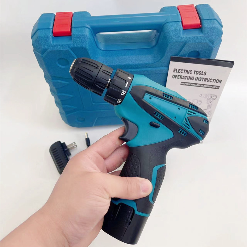 Blue 12V rechargeable drill lithium battery multifunctional electric drill set accessories household multifunctional screwdriver electric screwdriver