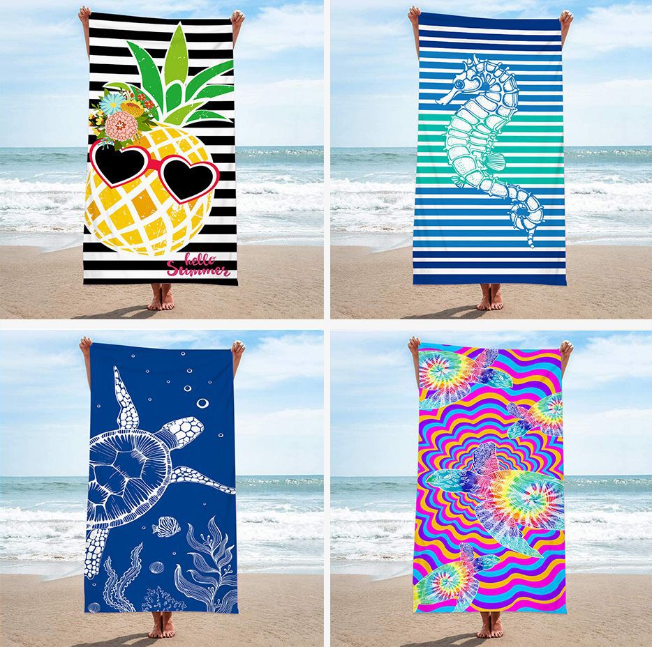Beach towel bath towel wholesale microfiber towel rectangular beach mat digital printing bath towel shawl to figure