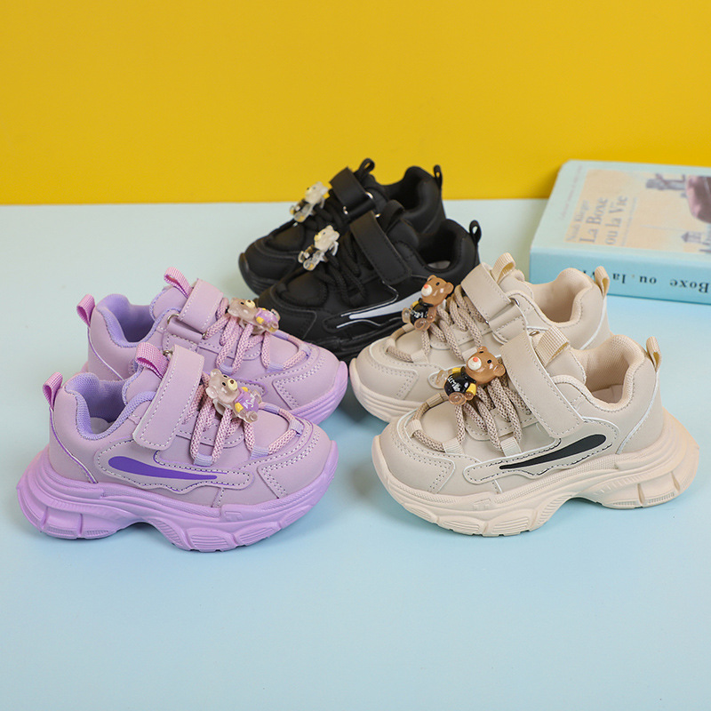 Girls sneaker children leather running shoes 2023 autumn new children's shoes 1-6 years old 3 men's treasure toddler shoes