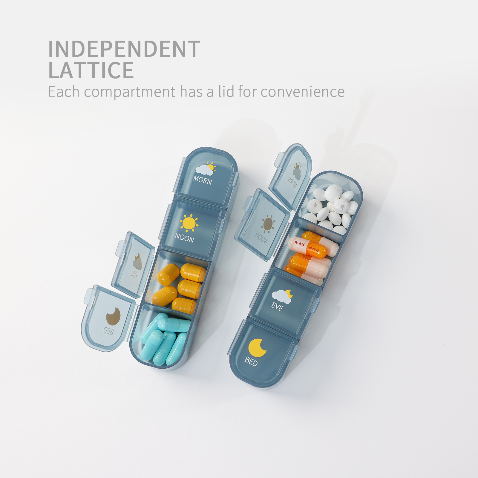 The medicine box is portable for 7 days in the morning, noon and evening to remind the medicine dispenser to take medicine for a week, cut medicine, and carry-on medicine packaging box with large capacity