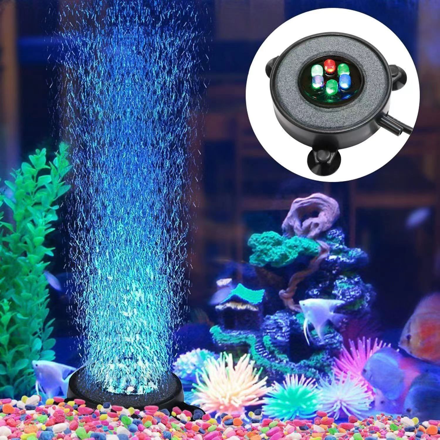 Fish tank landscaping decoration seven color aquarium light LED diving light fish tank light gas plate light round bubble light