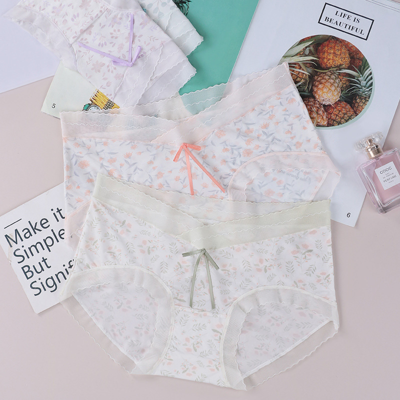 Summer ice silk pregnant women's underwear Low Waist Seamless comfortable breathable middle and late pregnancy antibacterial women's briefs plus size