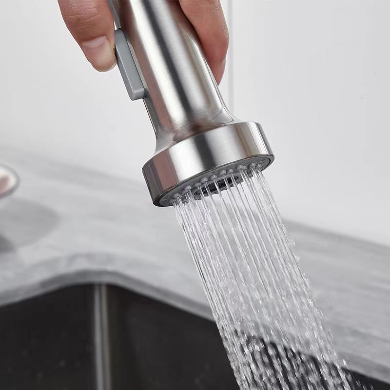 Cross-border 304 stainless steel spring faucet pull-out kitchen hot and cold multi-function telescopic rotating vegetable basin faucet