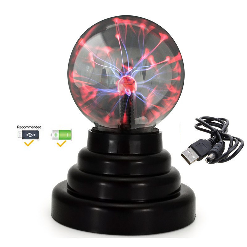 亚马逊跨境3寸离子球灯外贸魔法静电USB氛围灯触摸闪电球小夜灯