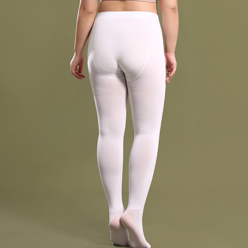 Adult white dance socks exercise socks extra fat plus size 80D Velvet White Stockings lengthened pantyhose