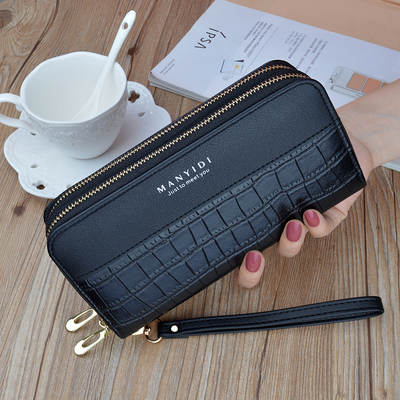 New Women's Wallet Women's Long Double Zipper Mobile Phone Bag Fashionable Crocodile Pattern Large Capacity Mother's Double Clutch Bag