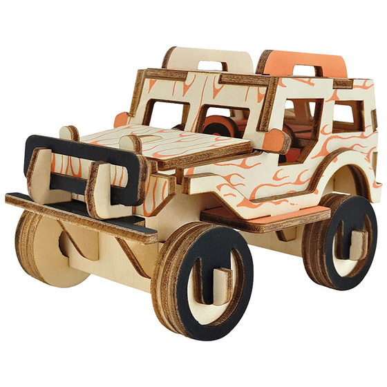 Children's wooden three-dimensional 3d jigsaw puzzle car model ornaments diy children's educational handmade men's toys stall wholesale