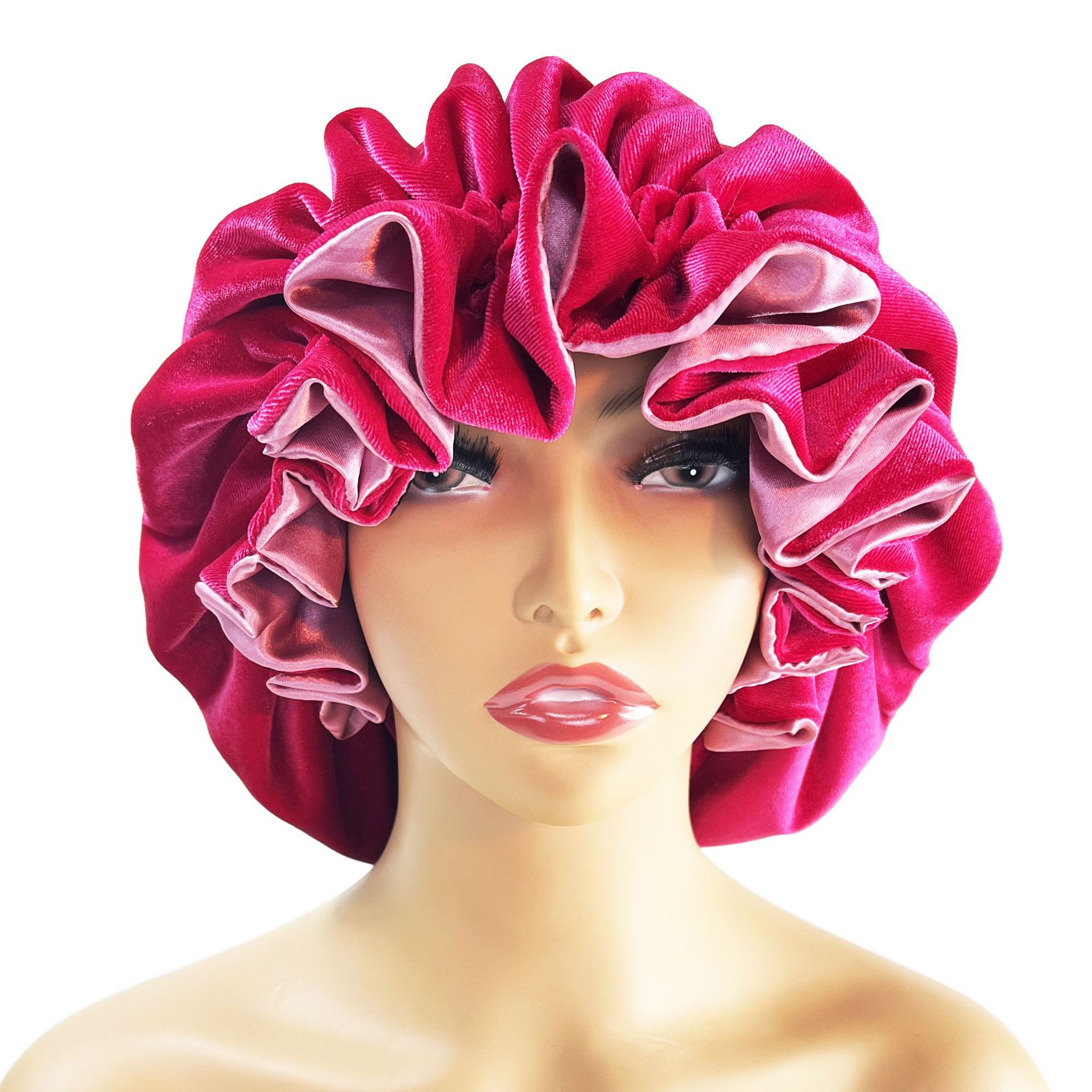 Winter new double nightcap velvet + satin oversized warm hat cross-border European and American supply factory now