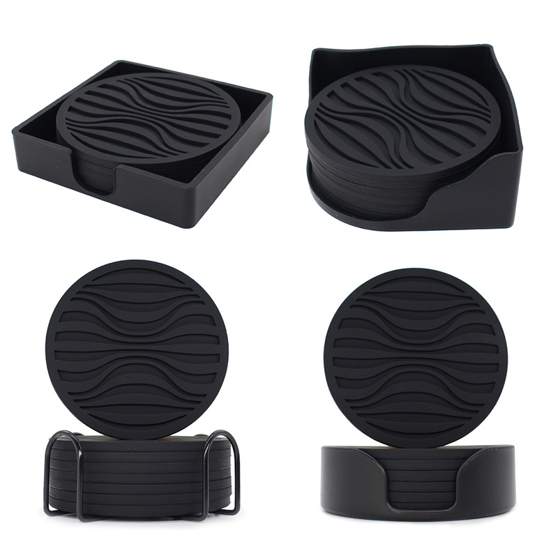 Cross-border silicone coaster round 10cm non-slip wave creative water Cup insulation pad draining simple coffee tea cup mat