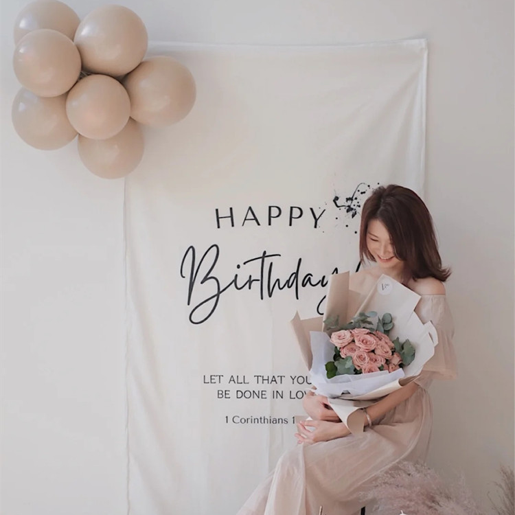 ins Korean style simple Mori baby birthday party photo background set decoration tapestry