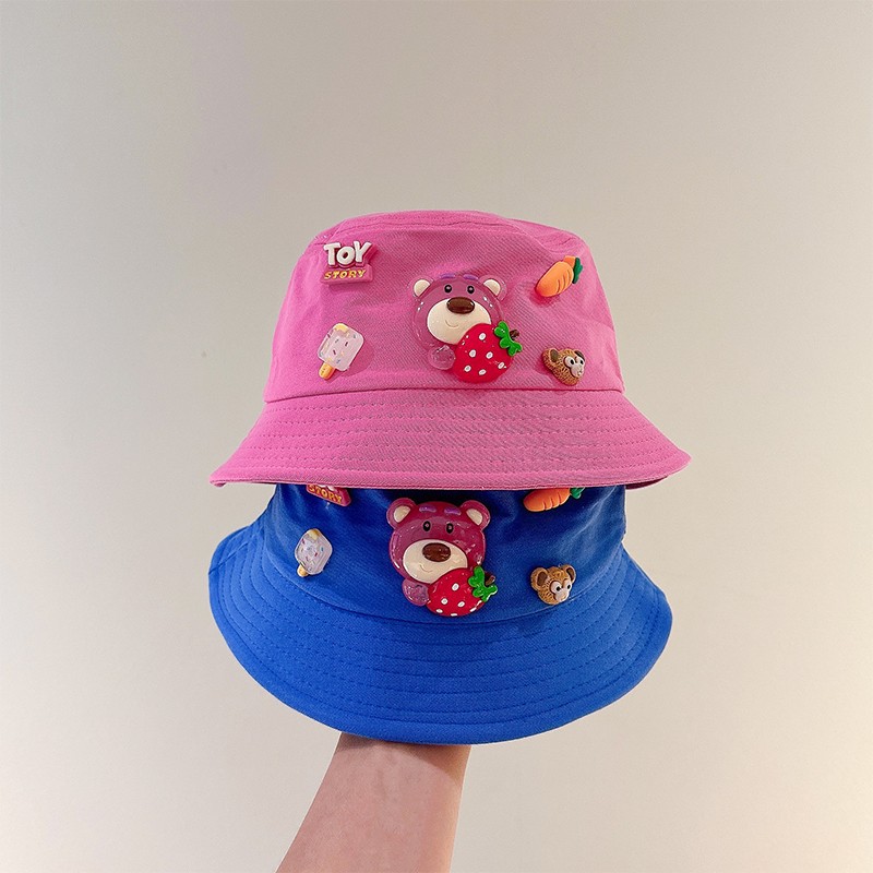 Strawberry Bear Korean Style Children's Fisherman Hat Baby Boys and Girls Spring and Autumn Children's Basin Hat Sunshade Sunscreen Cute Hat