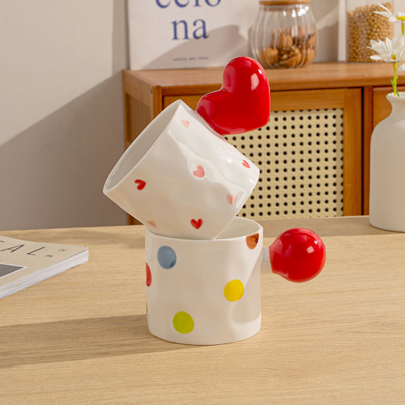 Nordic Love Mug Cute High-value Water Cup Home Creative Breakfast Milk Cup Coffee Cup Accompanying Gift