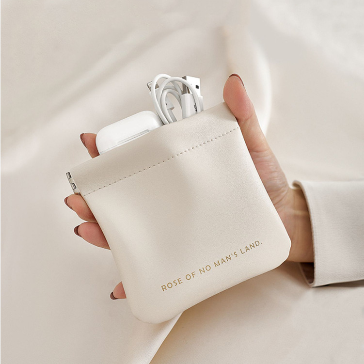 Shrapnel portable cosmetic bag waterproof pouch pu leather simple mini digital bag cosmetic brush storage bag earphone bag